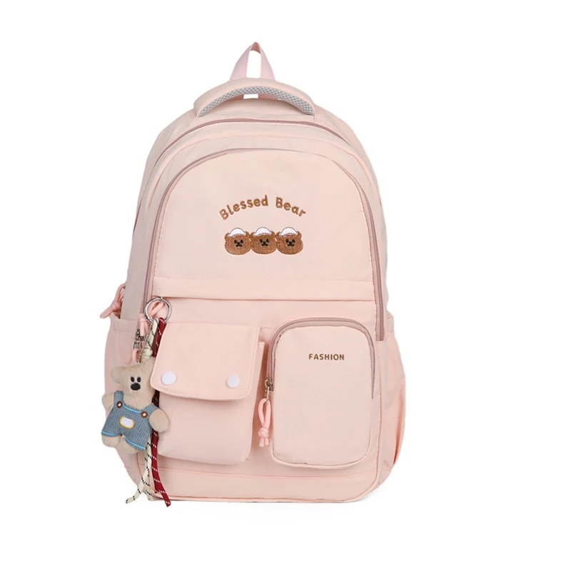 Lässiger Schulrucksack mit Bären-Applikation
