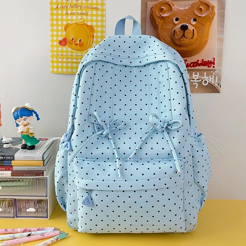 K Lässige Schultasche mit Polka-Dot-Muster