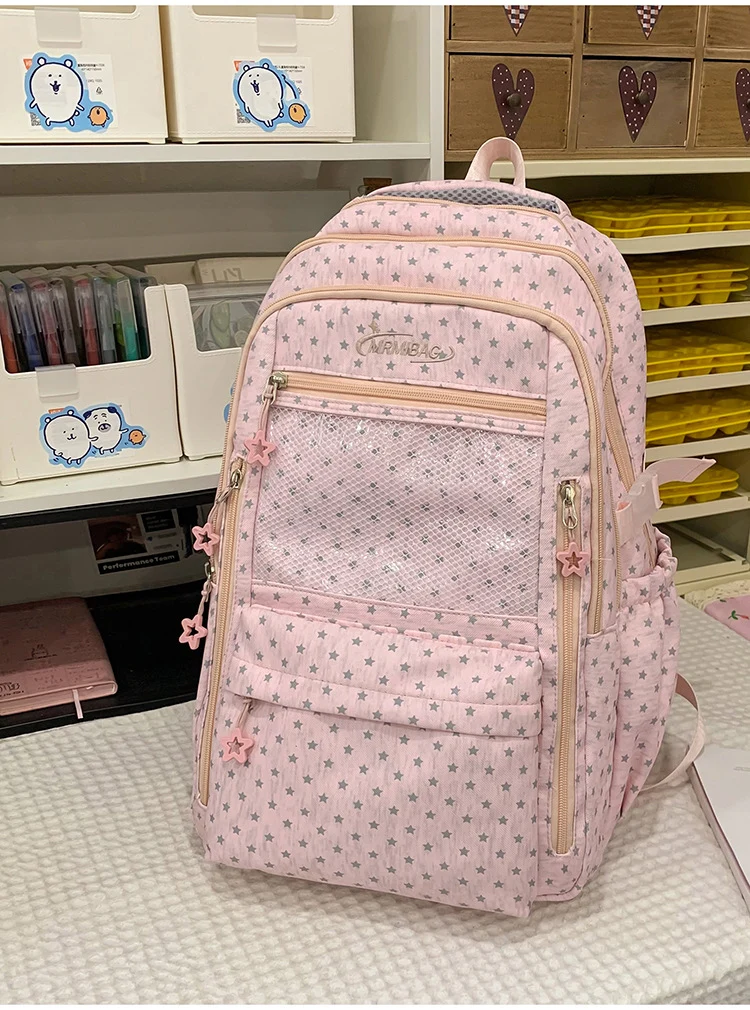 Multifunktionaler Schulrucksack mit Sternenprint