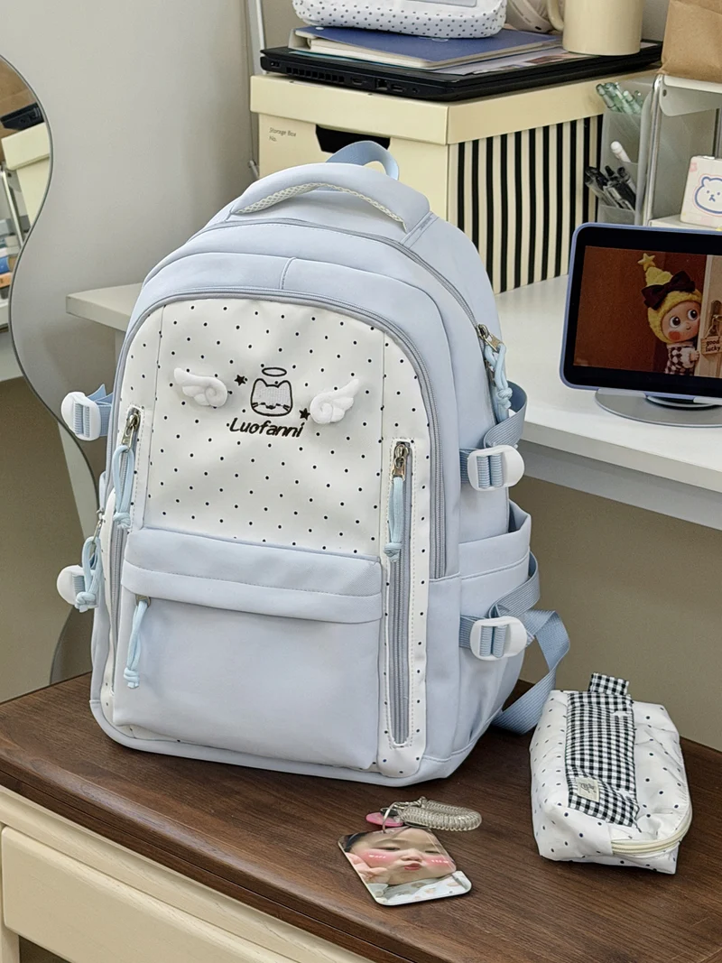 Multifunktionaler Schulrucksack mit Polka Dots