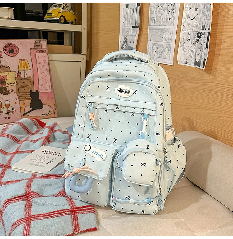 Transparenter Schulrucksack mit mehreren Fächern