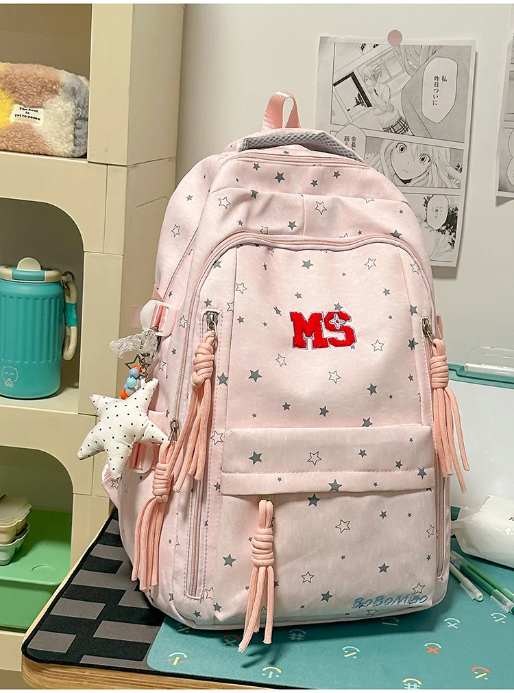 Lässiger Rucksack mit Sternenprint und mehreren Fächern
