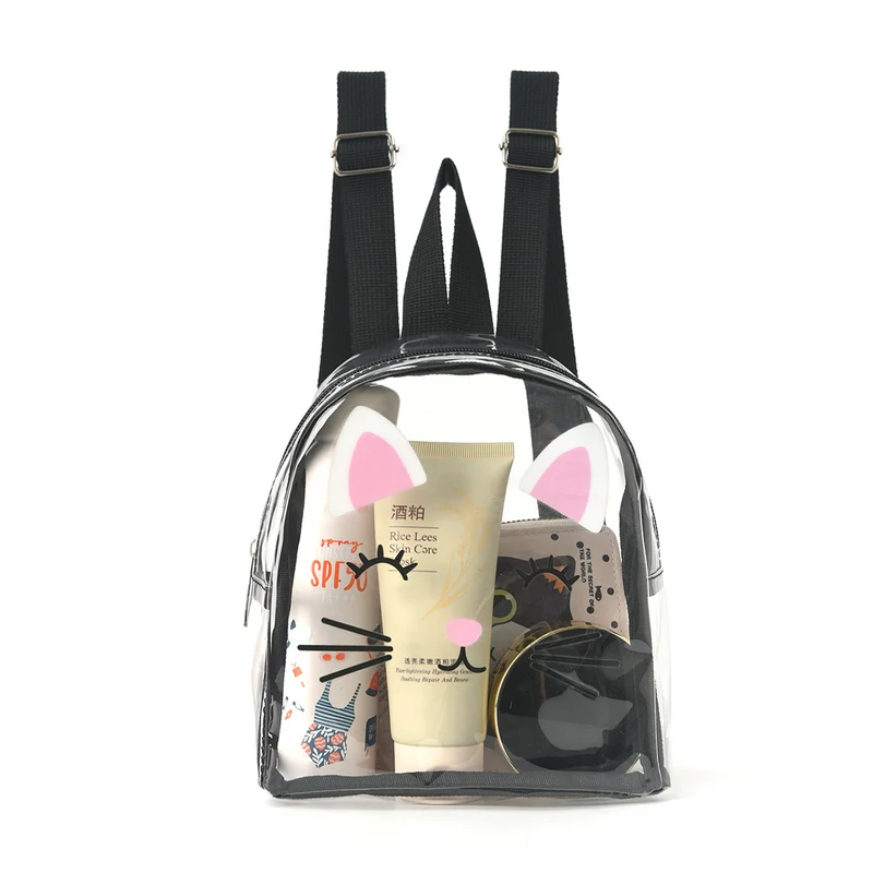 Transparenter Rucksack mit verspieltem Katzenmotiv Skanto