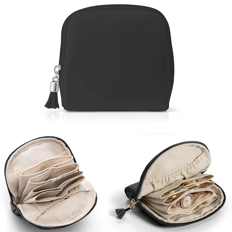 Kosmetik-Organizer mit strukturiertem Innenraum und eleganter Quaste Skanto