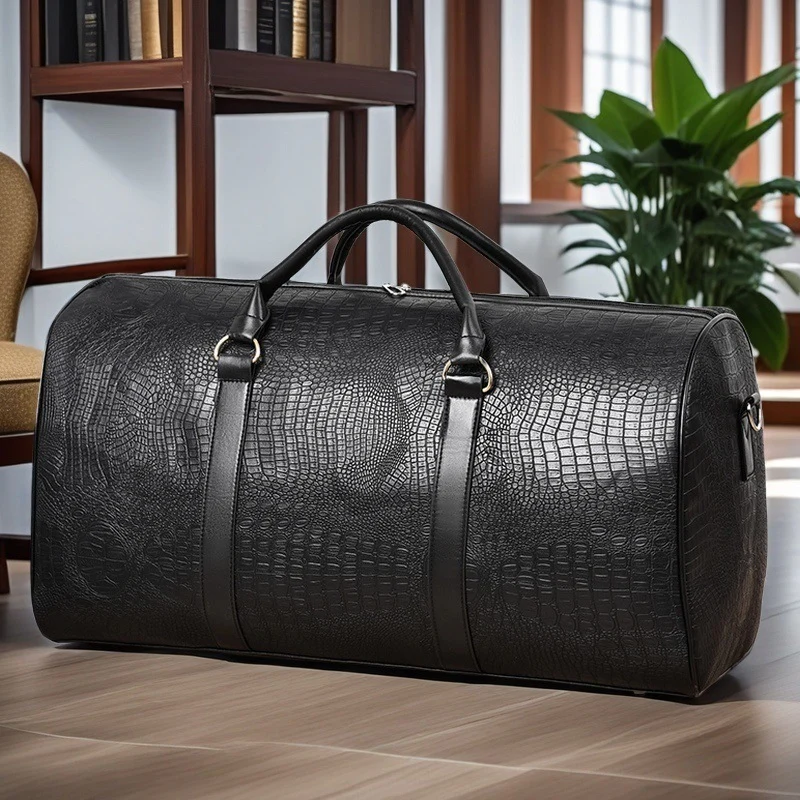 Luxuriöse Reisetasche aus hochwertigem Kunstleder mit elegantem Krokoprägung Skanto