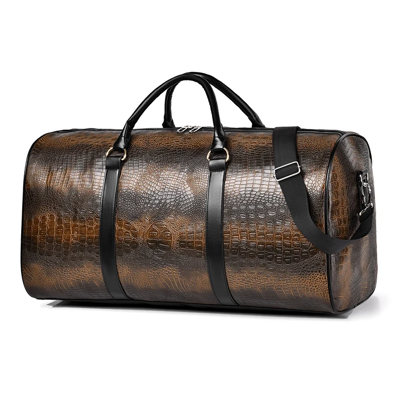 Luxuriöse Reisetasche aus hochwertigem Kunstleder mit elegantem Krokoprägung Skanto