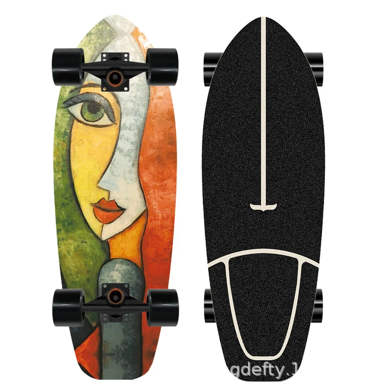 Skateboard Skanto mit künstlerischem Löwen-Design