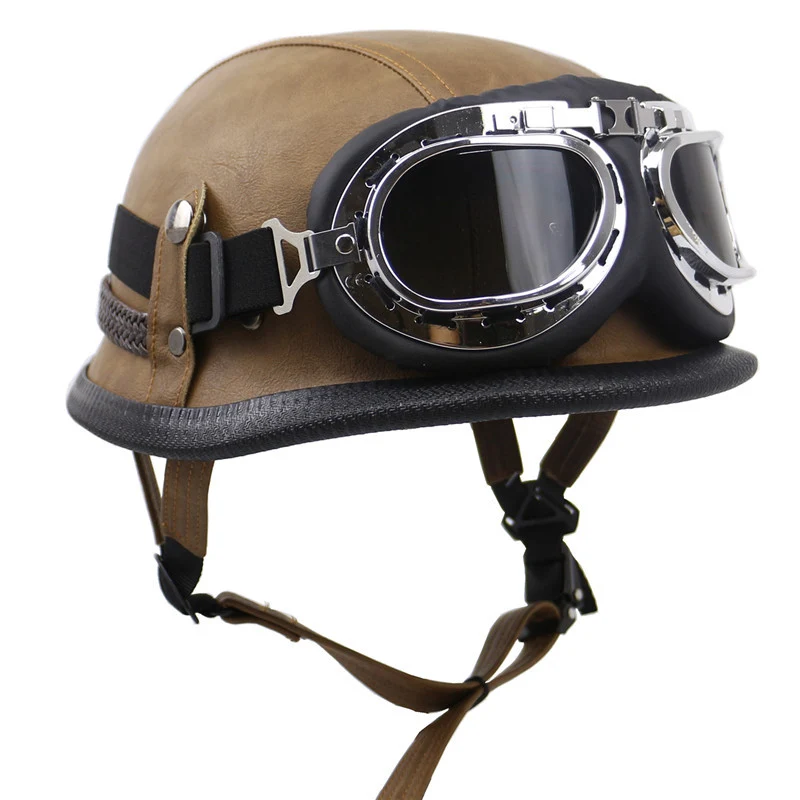 Motorradhelm im Vintage-Stil mit Brille Skanto