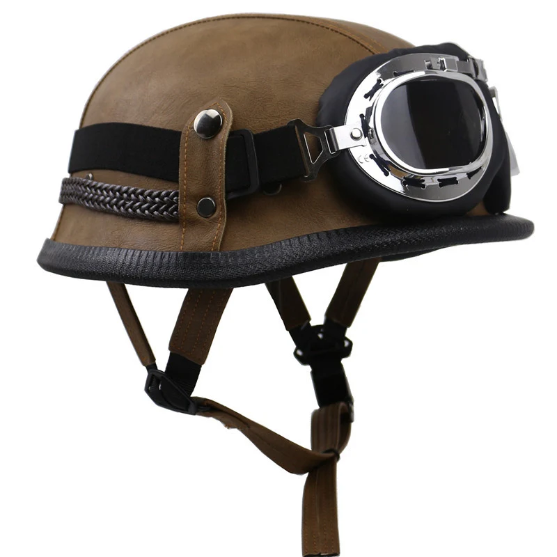 Motorradhelm im Vintage-Stil mit Brille Skanto