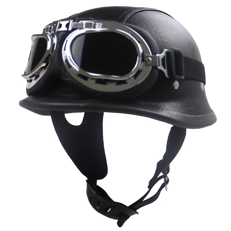 Vintage Leder Motorradhelm Skanto