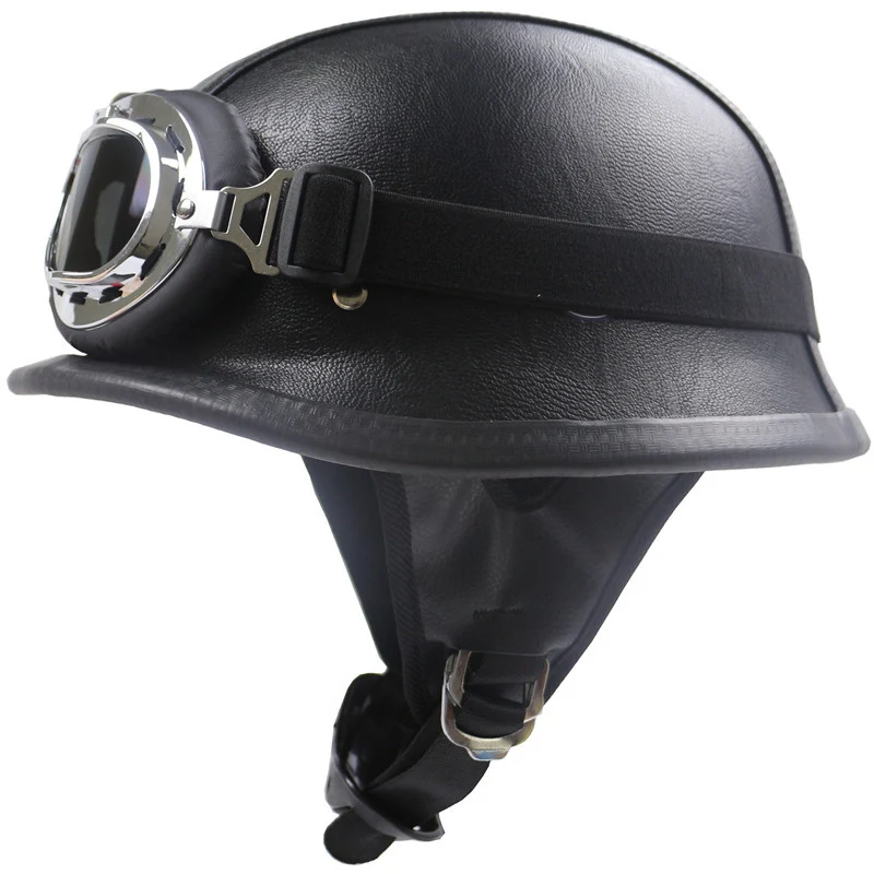 Vintage Leder Motorradhelm Skanto