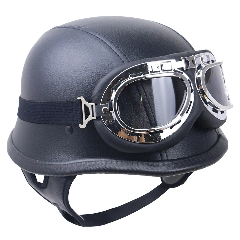 Vintage Carbonfaser Motorradhelm mit Brille Skanto
