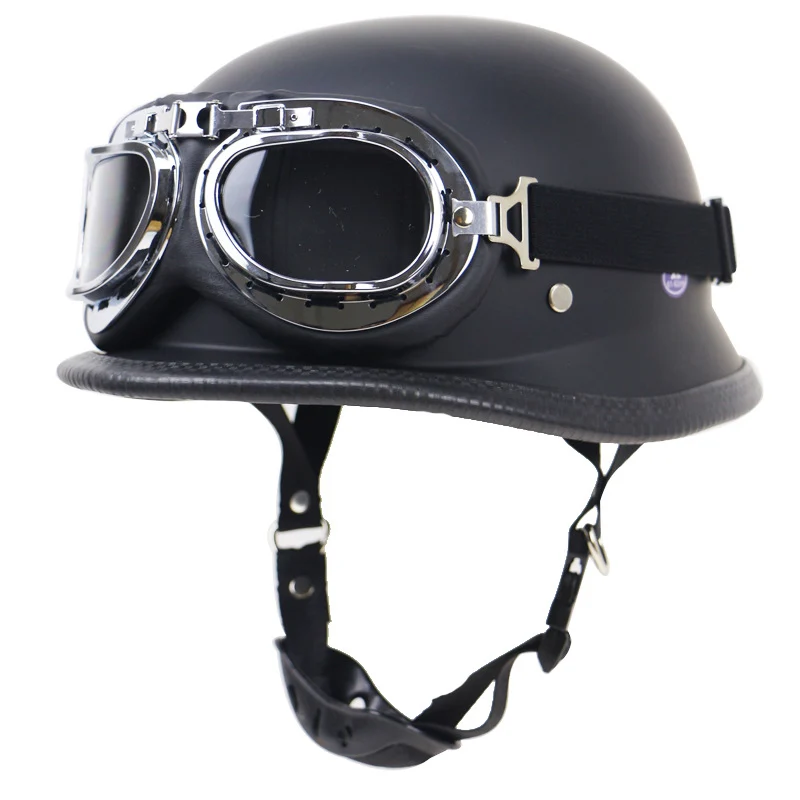 Retro Halbschalen-Motorradhelm mit Brille Skanto