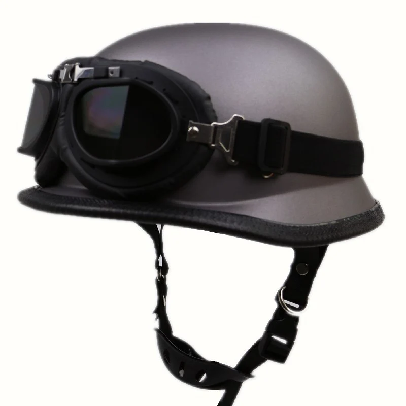 Retro Halbschalen-Motorradhelm mit Brille Skanto