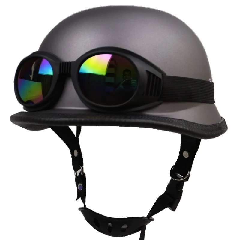 Retro Halbschalen-Motorradhelm mit Brille Skanto