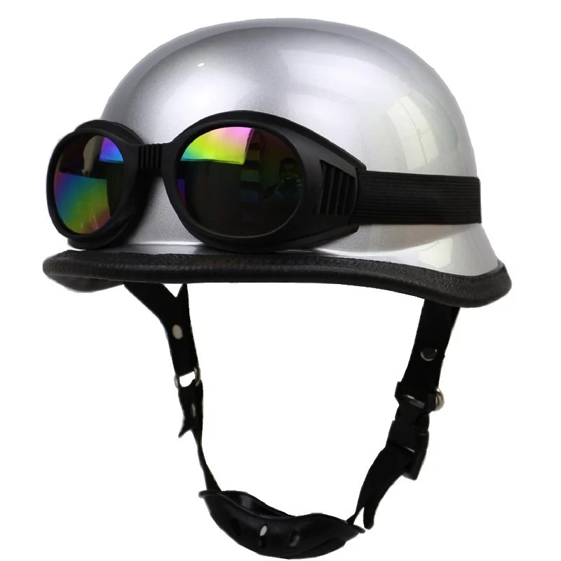 Retro Halbschalenhelm Motorradschutz mit Brille Skanto