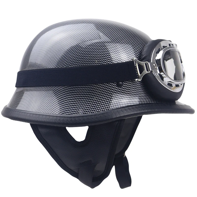 Klassischer Carbonfaser-Motorradhelm mit Brille Skanto