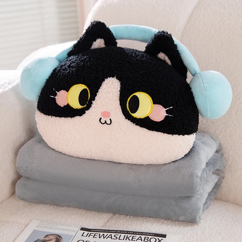 Katzenförmiger Kissenbezug mit Kopfhörer-Design Skanto