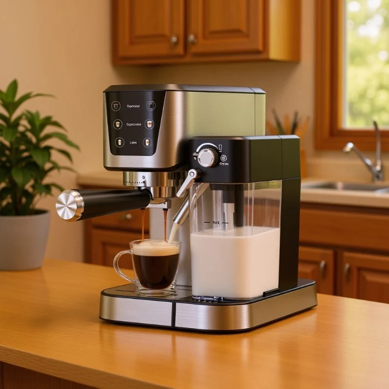 Hochleistungs-Espressomaschine mit integriertem Milchaufschäumer und präziser Brühtemperaturregelung Skanto
