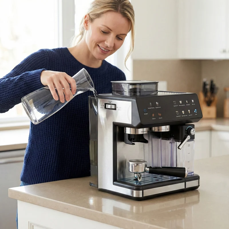 Espressomaschine mit integriertem Mahlwerk, automatischer Temperaturregelung und programmierbaren Kaffeestärken Skanto