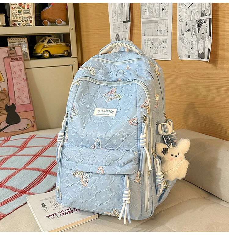 Robuster Schulrucksack mit Blumenstickerei Skanto