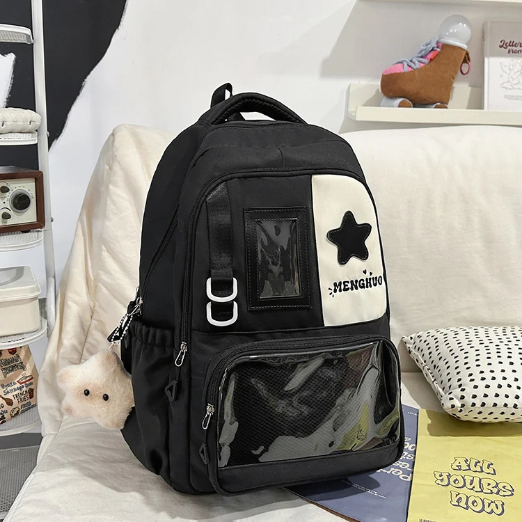 Funktionaler Schulrucksack mit transparentem Fach Skanto