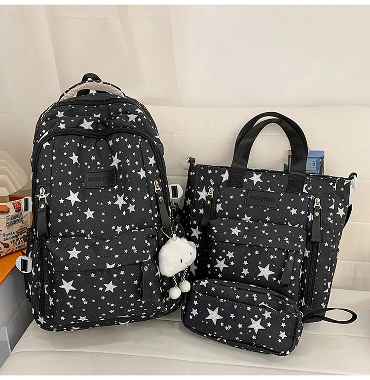 Multifunktionaler Schulrucksack und Tragetaschen-Set mit Sternenmuster Skanto