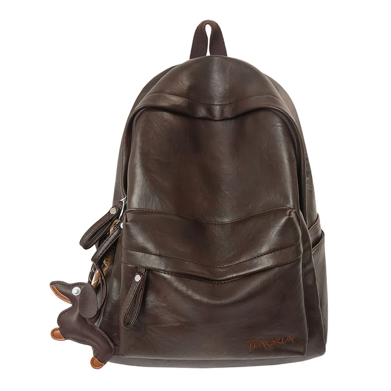 Schlichter Leder-Schulrucksack Skanto
