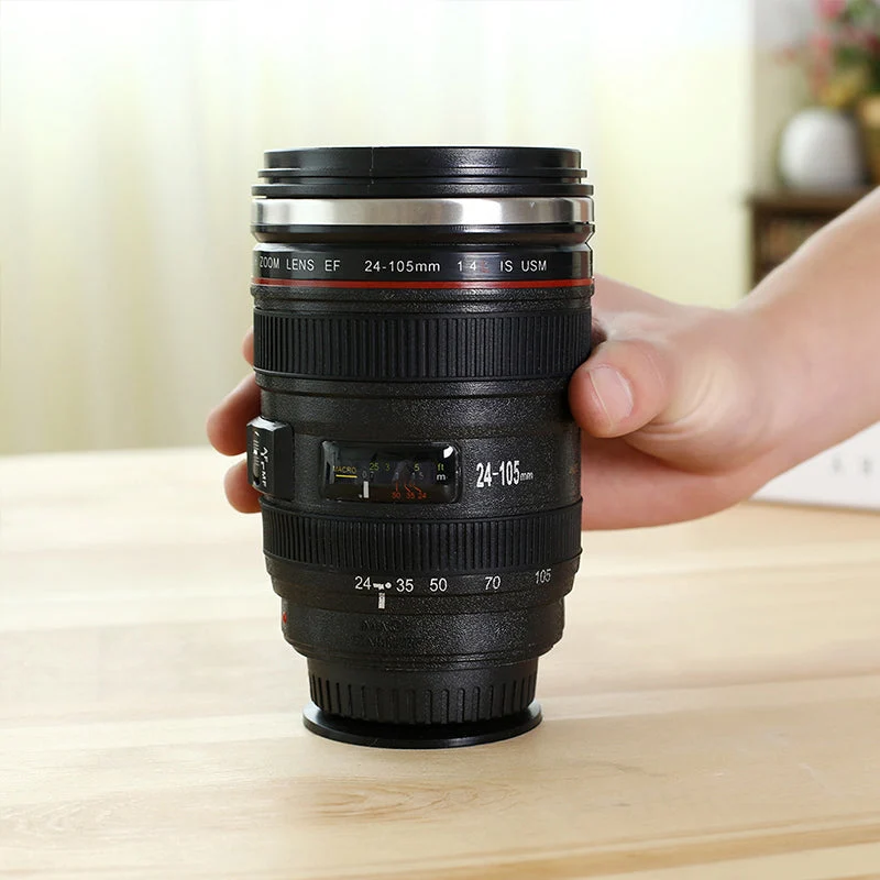 Kameraobjektiv-inspirierte Isolier-Kaffeetasse | Skanto