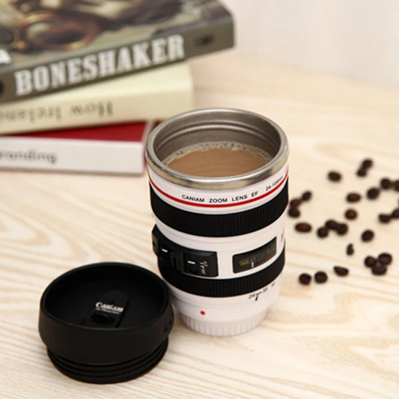 Kameraobjektiv-inspirierte Isolier-Kaffeetasse | Skanto