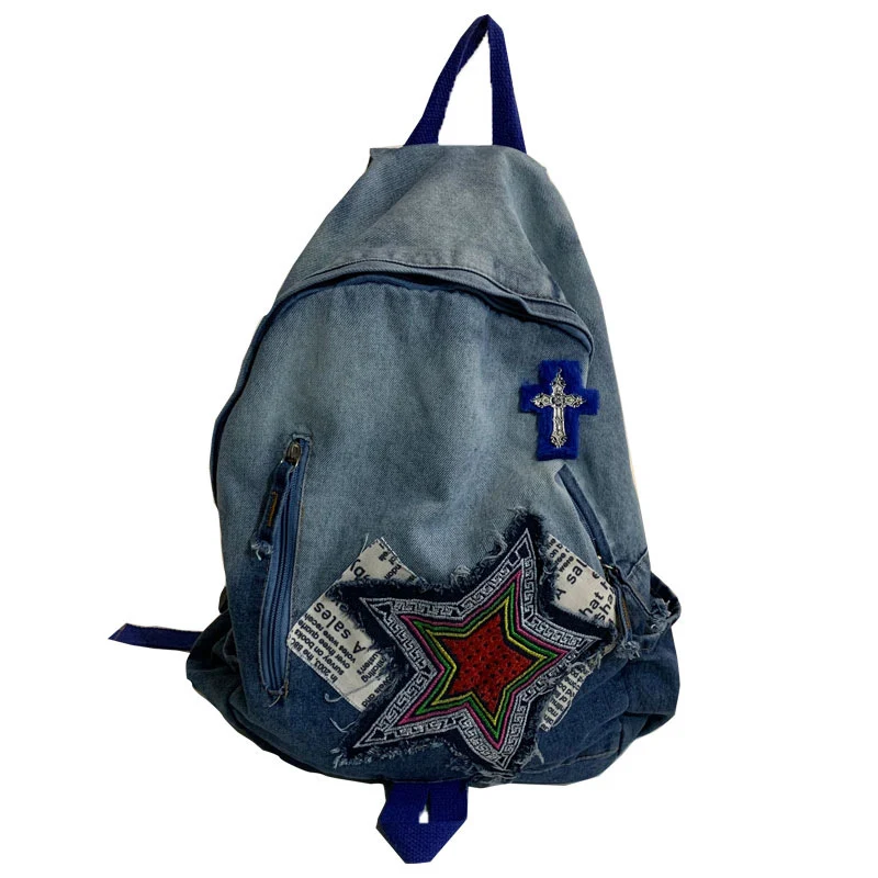 Künstlerischer Denim-Schulrucksack Skanto