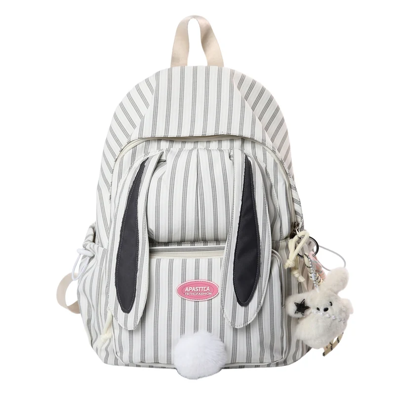 Niedlicher gestreifter Schulrucksack Skanto mit Hasenohren