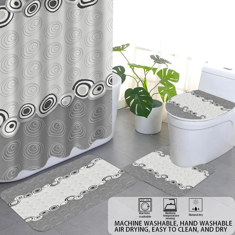 Abstraktes Design Vierteiliges Digitales Badezimmer-Set Skanto