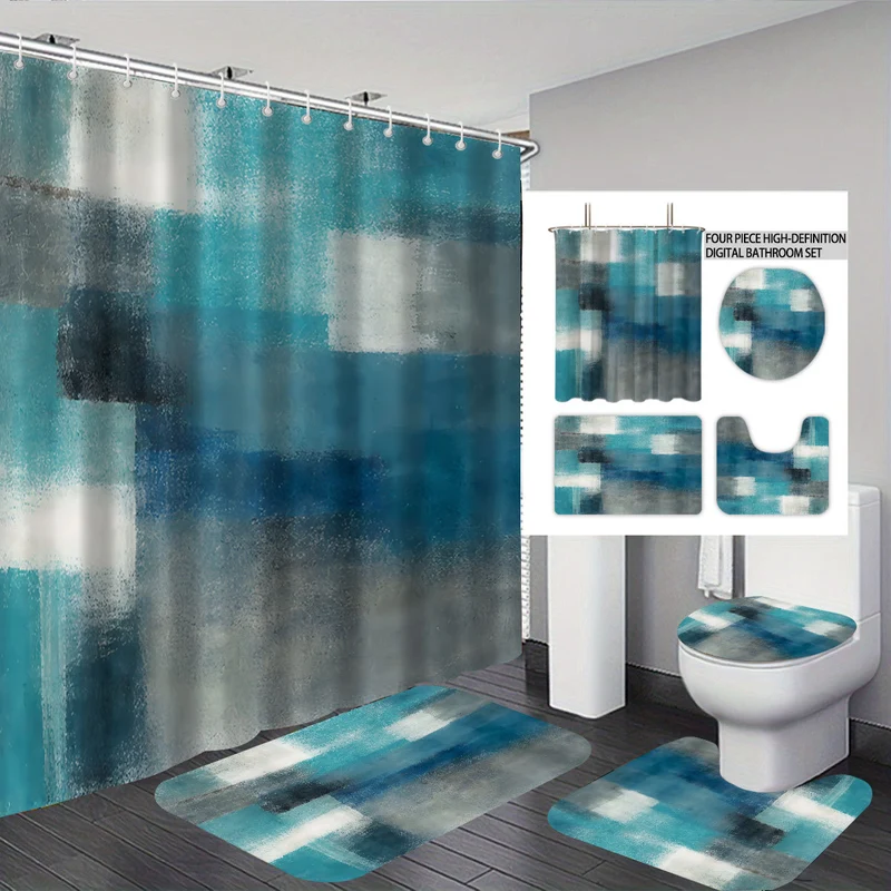 Abstraktes Design Vierteiliges Digitales Badezimmer-Set Skanto