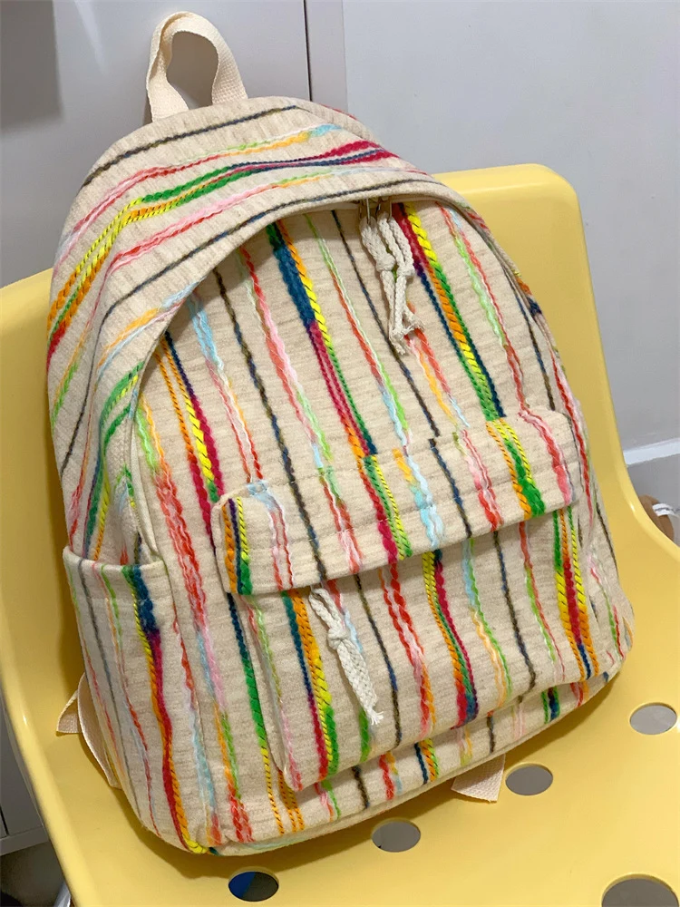 Bunter gestreifter Stoff-Schulrucksack Skanto