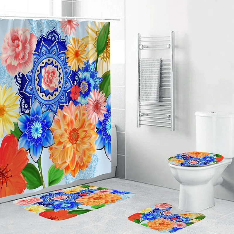 Badezimmer-Set mit Blumenmuster Skanto