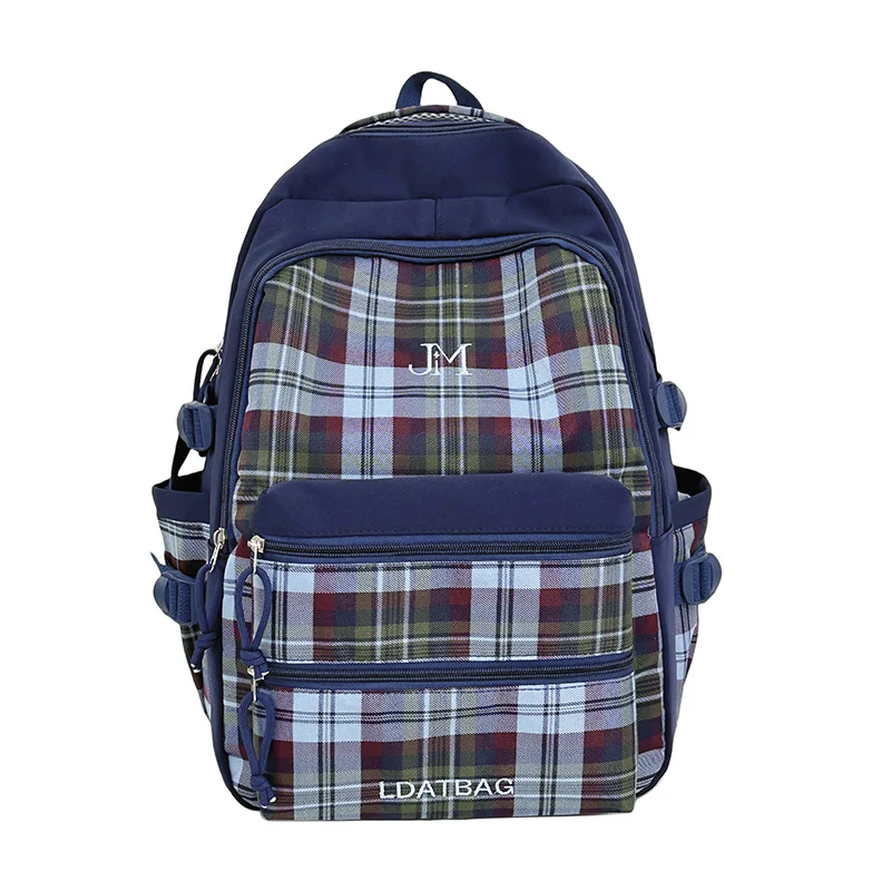 Stilvoller Vintage-Karo-Schulrucksack Skanto