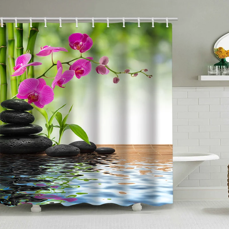 Duschvorhang mit ruhiger Zen-Natur Skanto