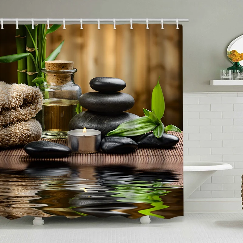 Duschvorhang mit ruhiger Zen-Natur Skanto