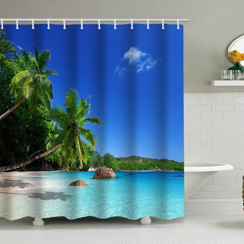 Duschvorhang Skanto mit tropischer Strandszene