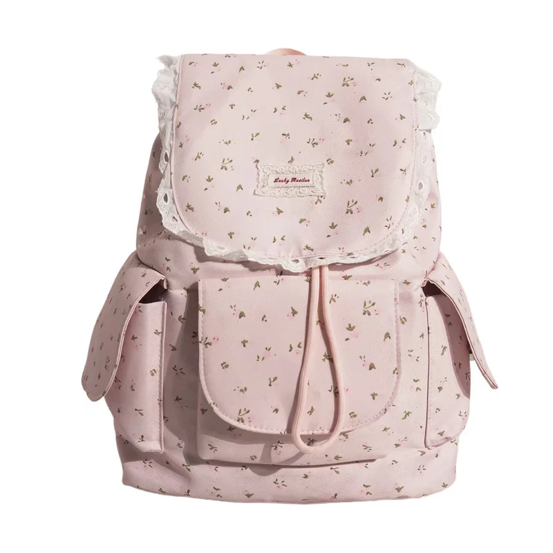 Rucksack Skanto mit Blumenmuster und Rüschen