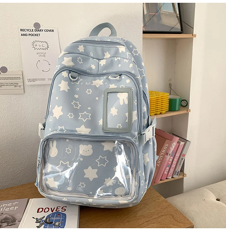 Rucksack Skanto mit Sternenmuster und transparenter Front