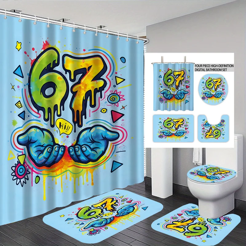 Digitales Badezimmer-Set im Feuerbeißer-Design Skanto