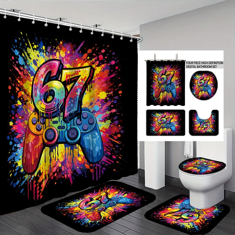 Digitales Badezimmer-Set im Feuerbeißer-Design Skanto