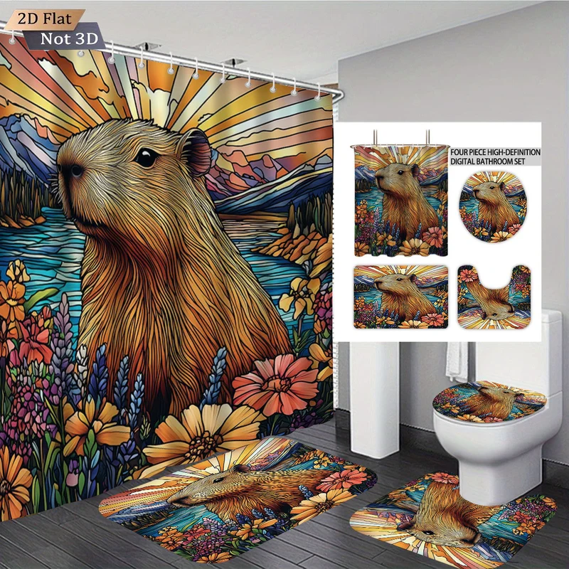 Vierteiliges Badezimmer-Set im niedlichen Bären-Design Skanto