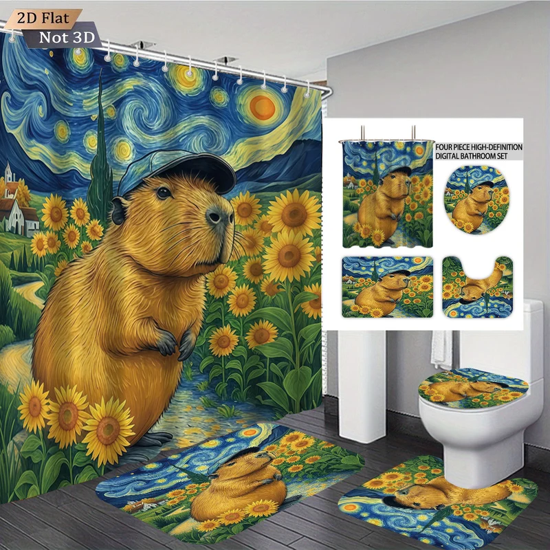 Vierteiliges Badezimmer-Set im niedlichen Bären-Design Skanto