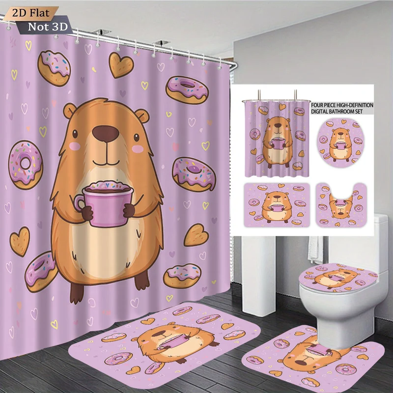 Vierteiliges Badezimmer-Set im niedlichen Bären-Design Skanto
