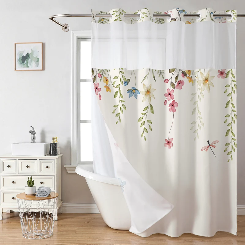Duschvorhang mit Blumen-Schmetterling Skanto
