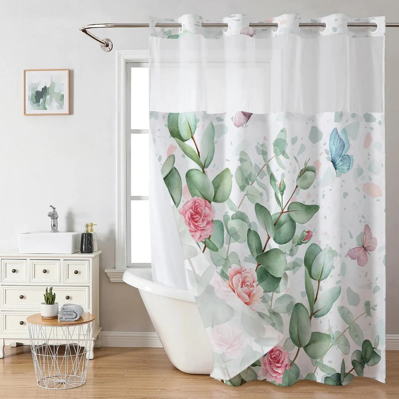 Duschvorhang mit künstlerischem Blumenmuster Skanto