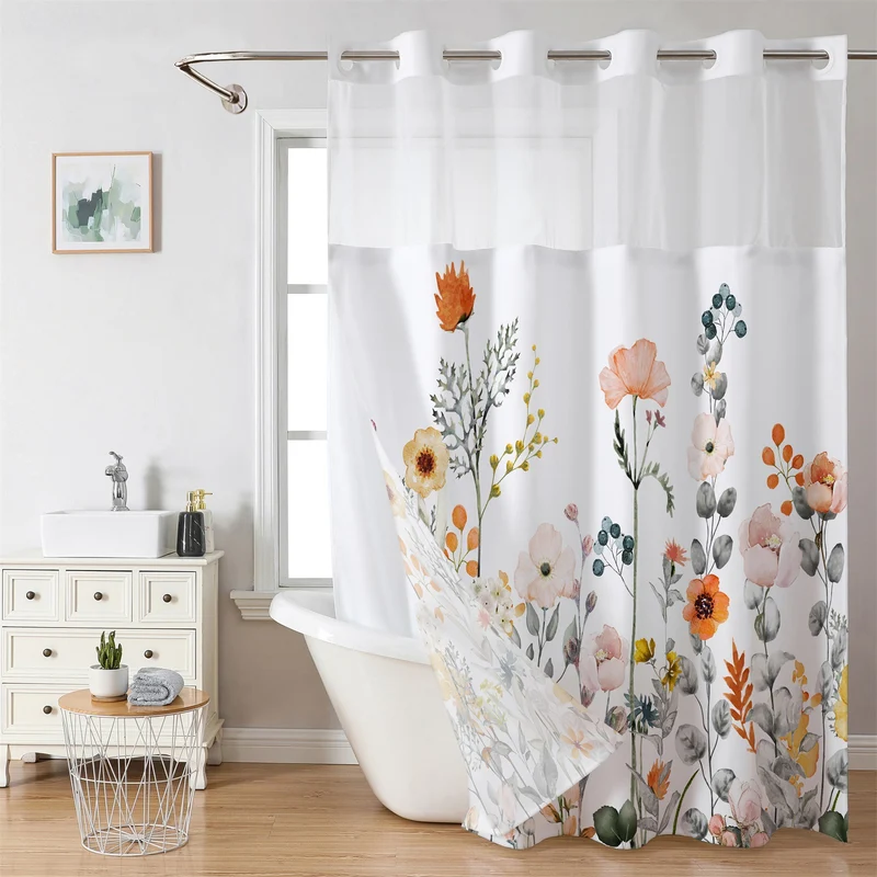 Duschvorhang mit künstlerischem Blumenmuster Skanto